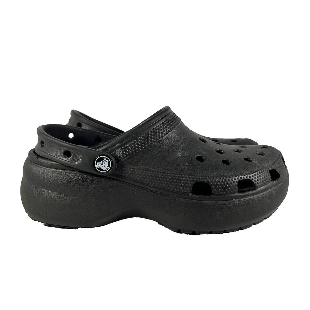 Crocs Classic Platform Clogs Black Slip On Shoes Women's Size 8